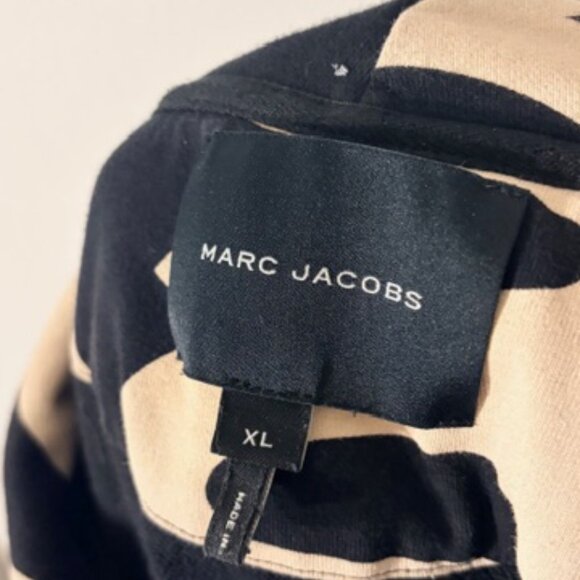 Marc Jacobs Monogram Oversized Hoodie Sweatshirt Black Ivory Small